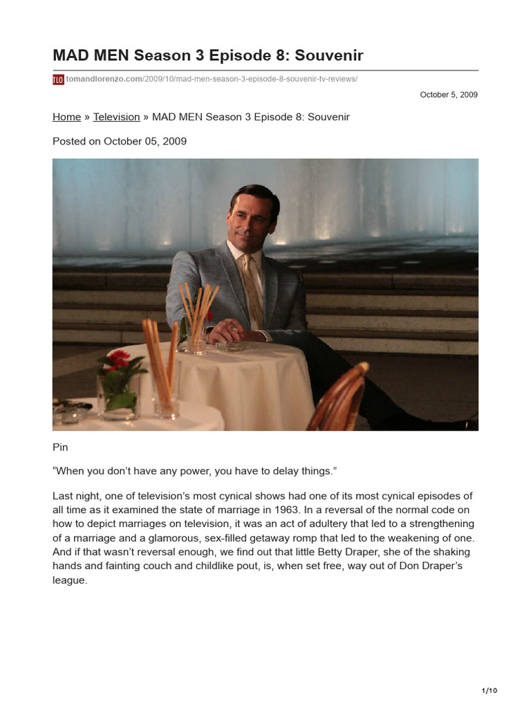 MEN Season 3 Episode 8 Souvenir PDF Mad Men