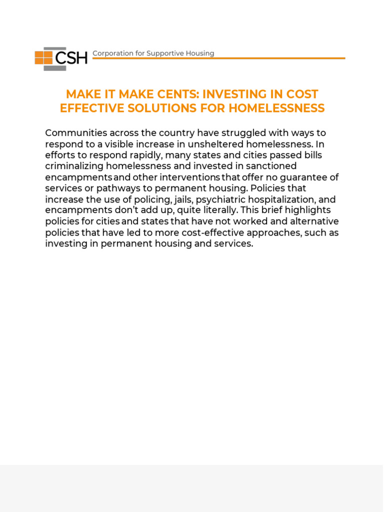 Cost-Effective Solutions for Homelessness | PDF | Homelessness | Social ...