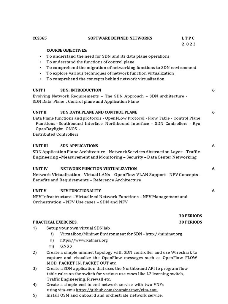 Software Defined Networking Course Overview | PDF | Computer Network ...
