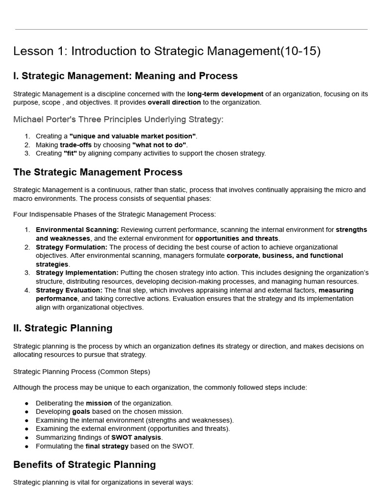 Strategic Management Overview and Process | PDF | Strategic Management ...