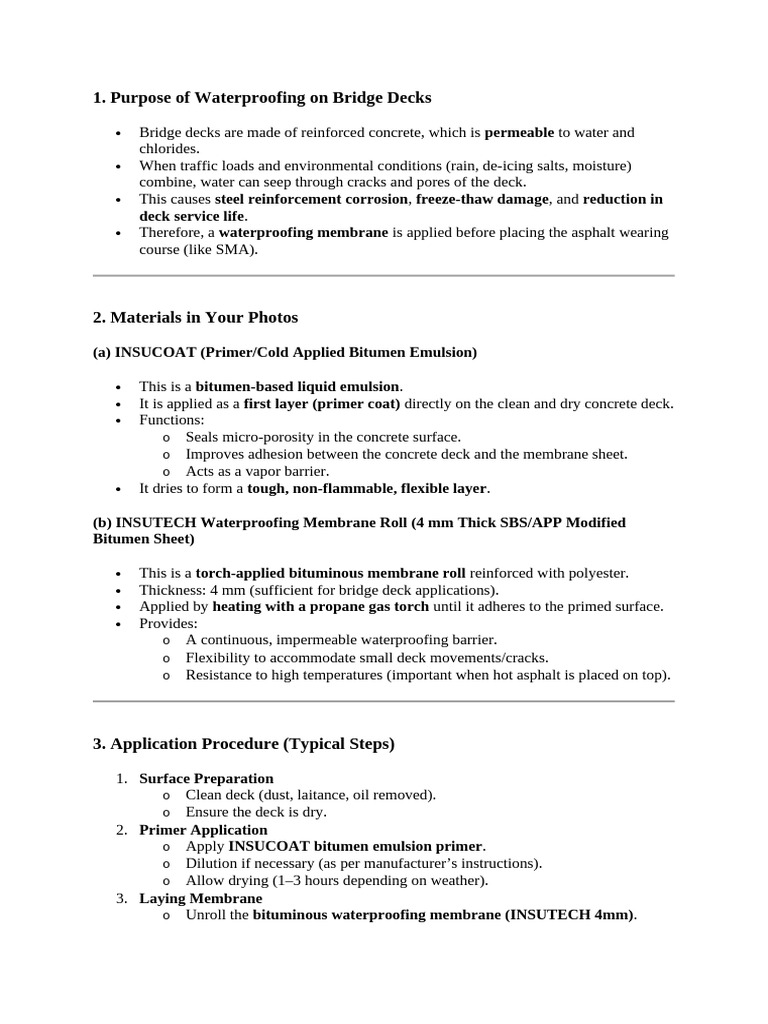 Waterproofing Bridge Decks: Methods & Materials | PDF | Concrete | Deck ...
