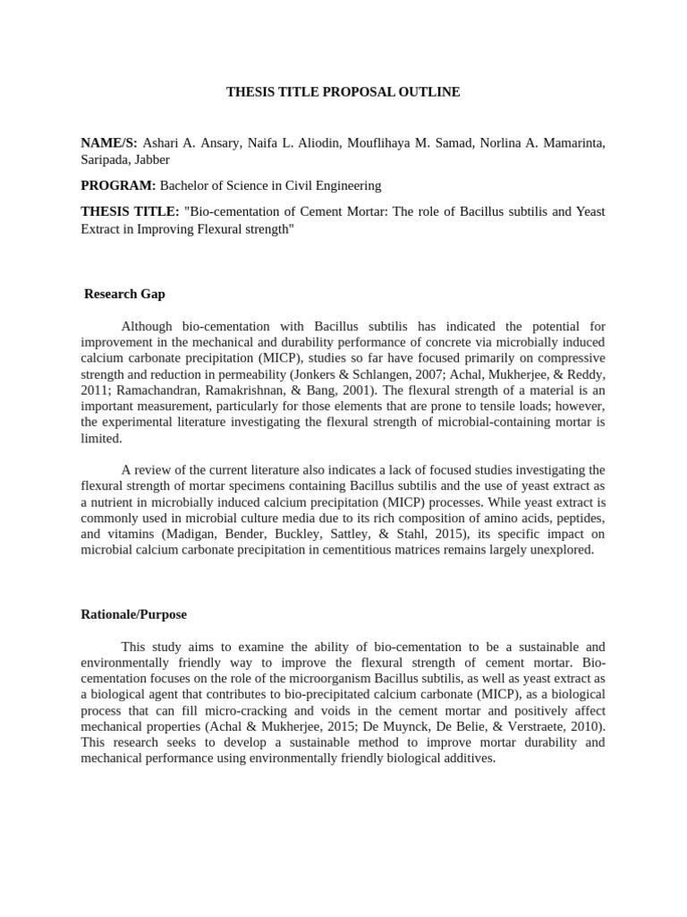 Thesis Title Proposal Outline 1111 | PDF | Analysis Of Variance ...