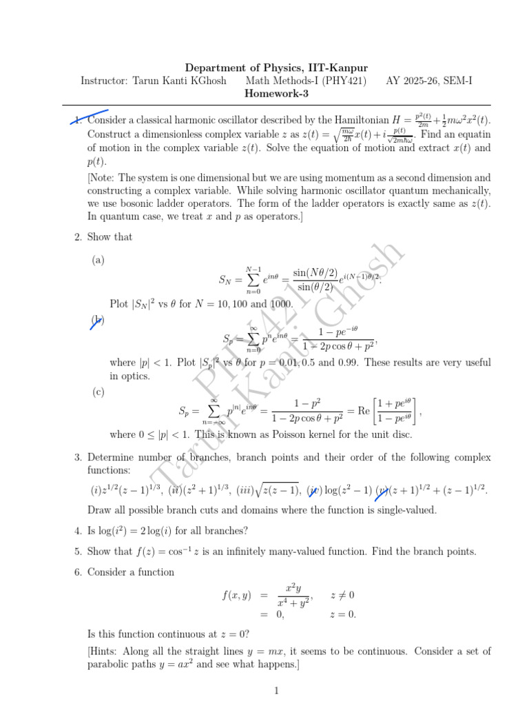 Homework 3 PHY 421 | PDF | Applied And Interdisciplinary Physics ...