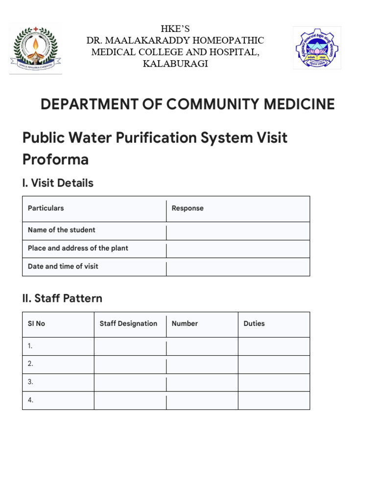Water Purification System Visit Proforma | PDF | Water Purification ...