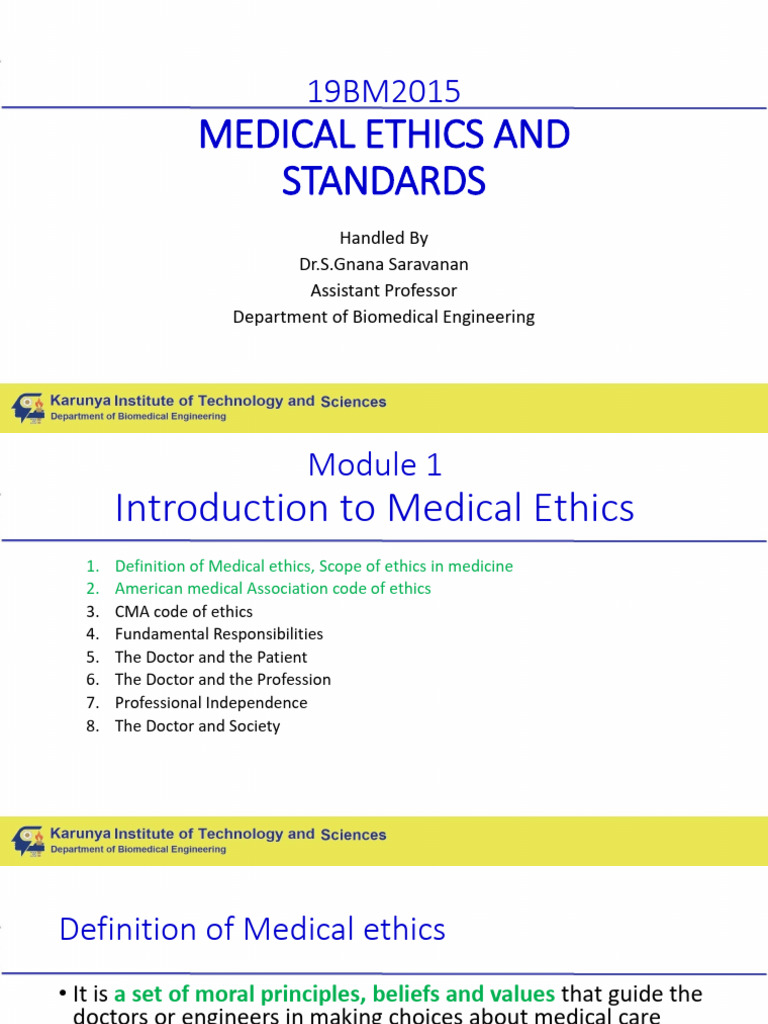 Medical Ethics Overview and Principles | PDF | Medical Ethics | Physician