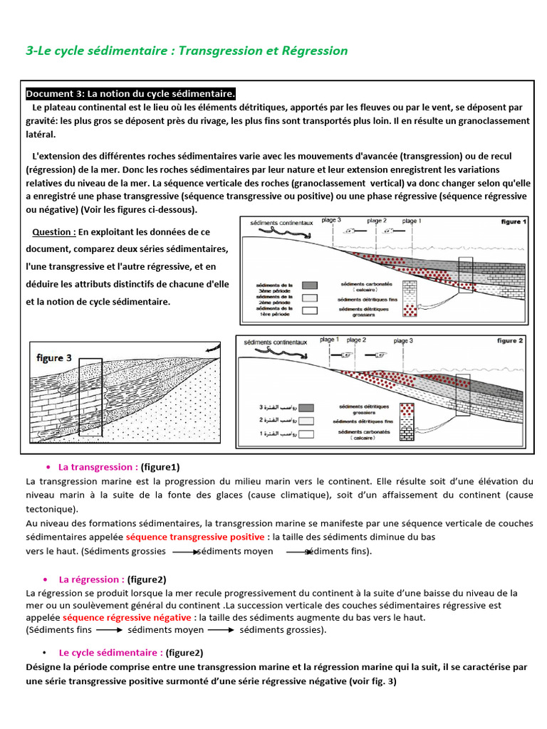 Cycle sédimentaire : Transgression vs Régression | PDF