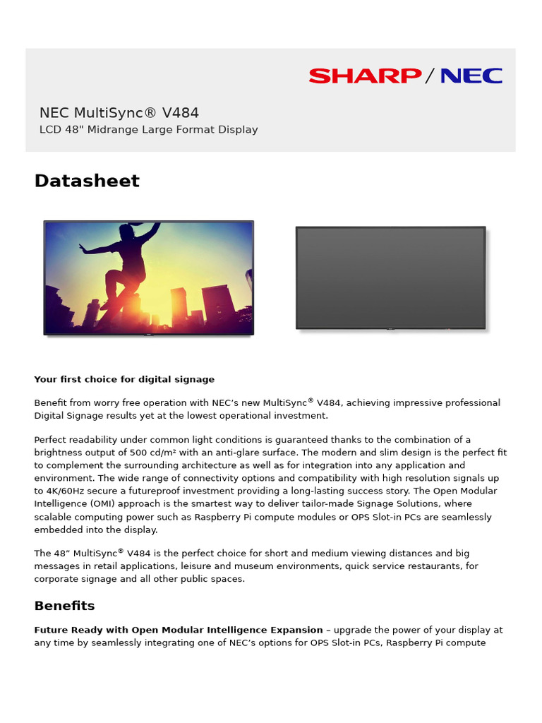 NEC MultiSync V484 48