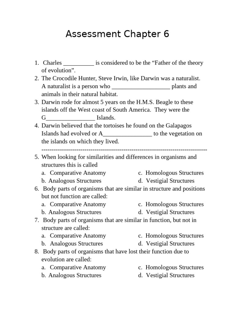 Evolution and Fossil Assessment Guide | PDF | Evolution | Fossil