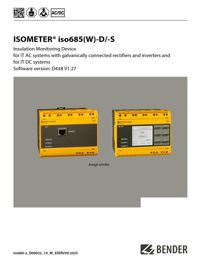 ISOMETER® iso685(W)-D/-S Manual | PDF | Rectifier | Power Supply