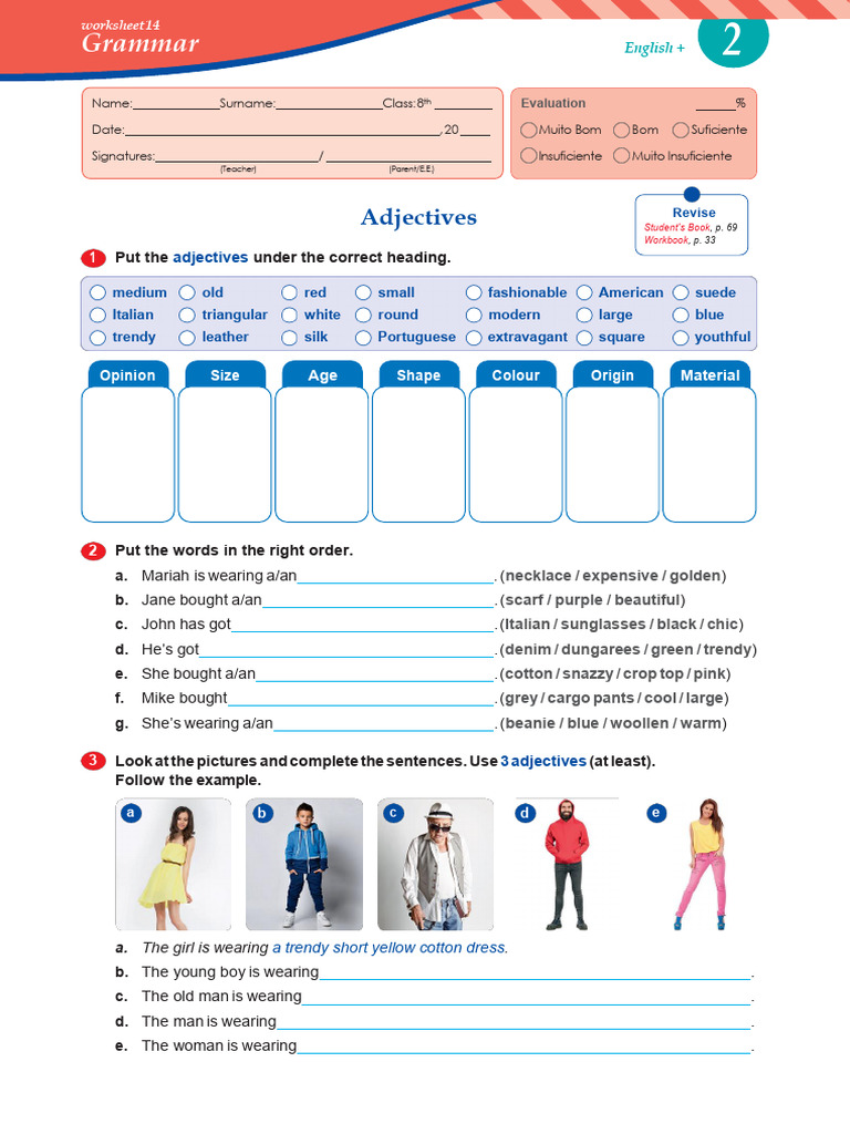 Adjective Worksheet for English Learners | PDF | Clothing | Fashion