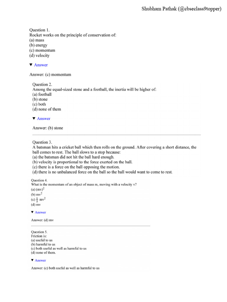 Class 0 Science Imp Questions - Watermark | PDF
