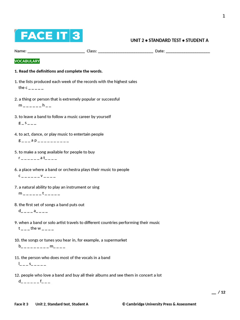Music Vocabulary and Grammar Test | PDF | Chess Openings | Chess