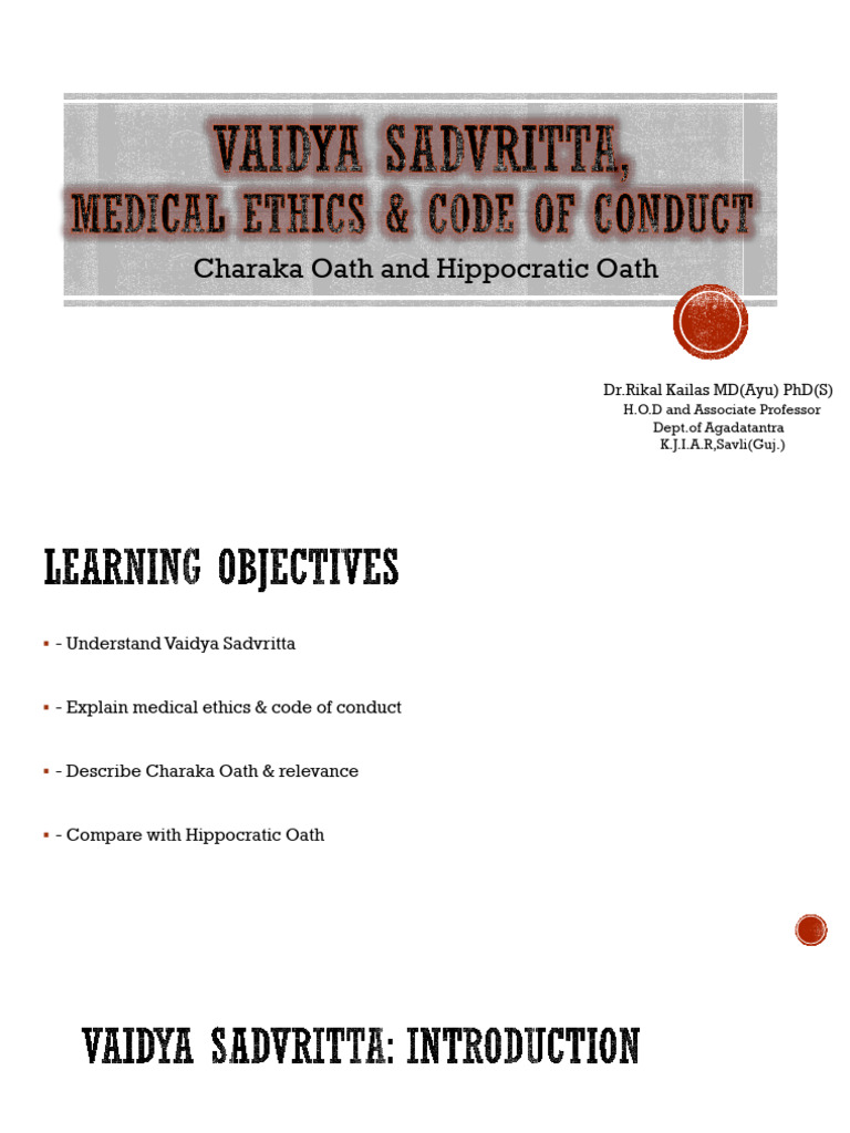 Vaidya Sadvritta & Medical Ethics Guide | PDF | Medical Ethics