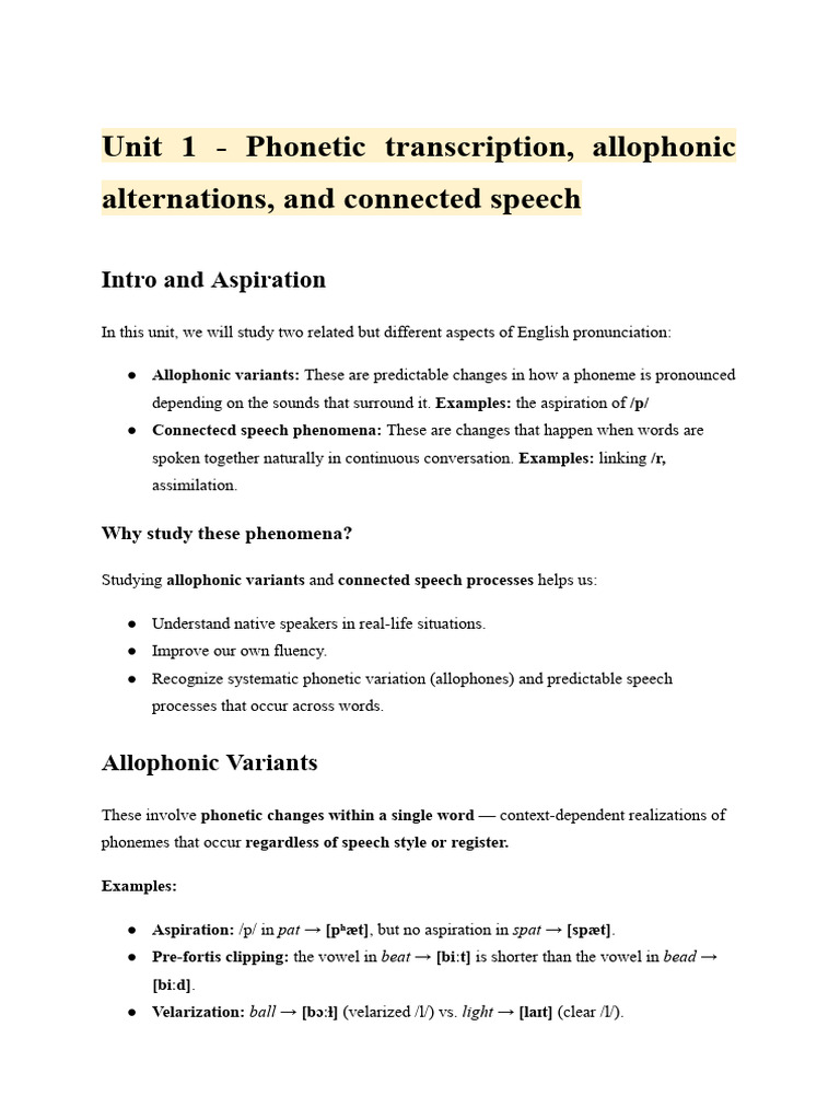 Phonetic Transcription and Speech Variations | PDF | Syllable | Stress ...