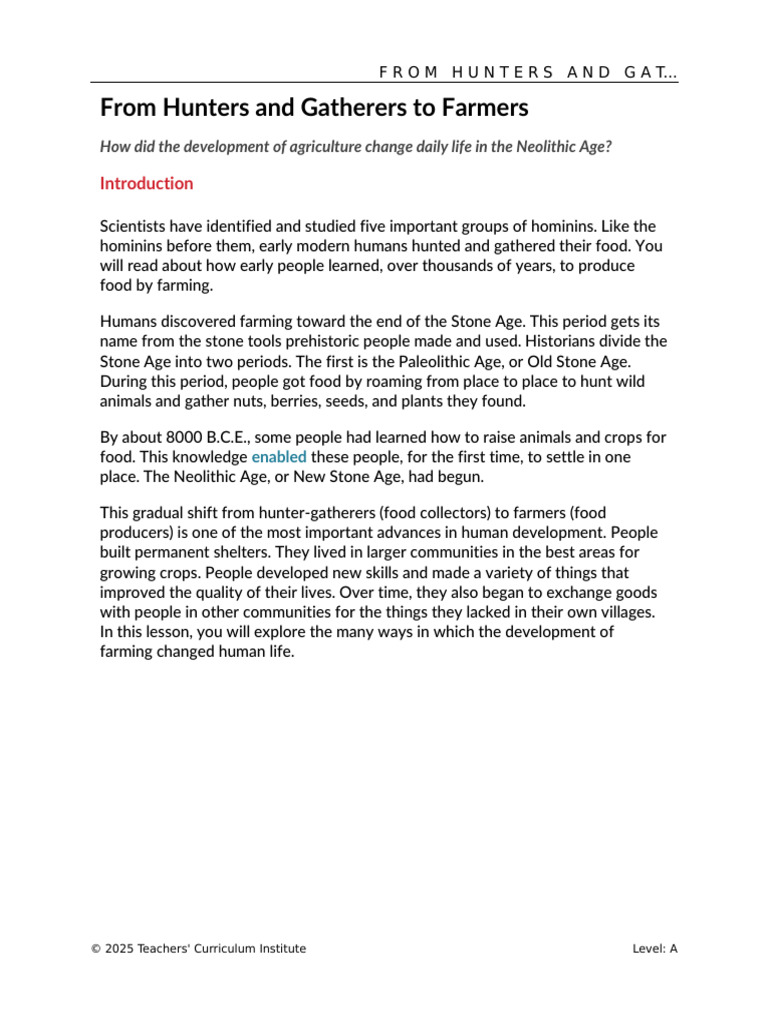 Neolithic Revolution: From Hunters to Farmers | PDF | Neolithic ...