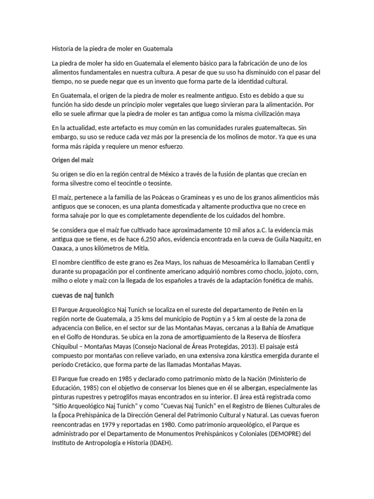 Historia de la piedra de moler guatemalteca | PDF | Maíz | Civilización ...