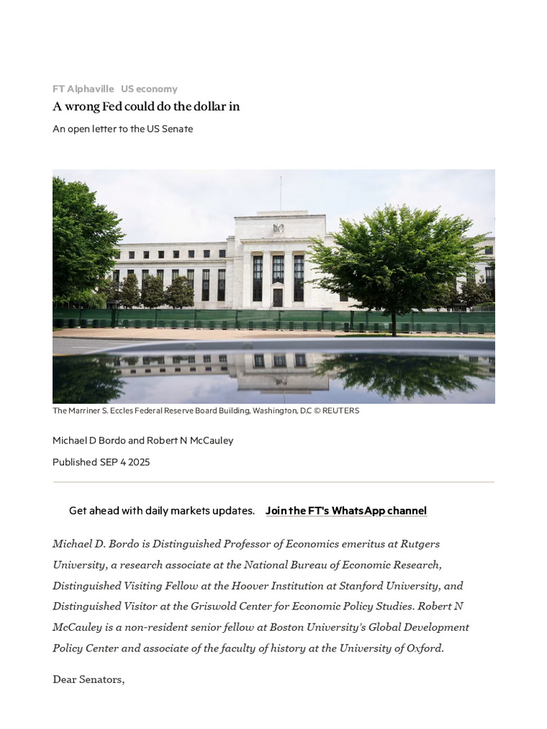 A Wrong Fed Could Do The Dollar in | PDF | Federal Reserve | United ...