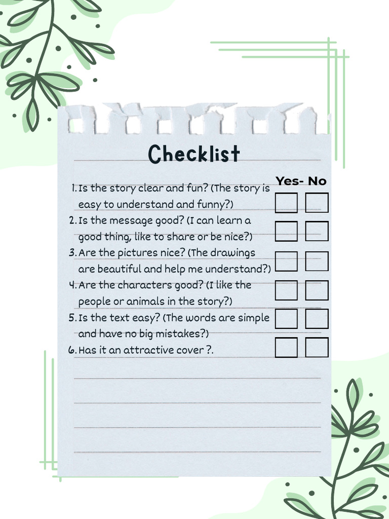 Children's Story Evaluation Checklist | PDF
