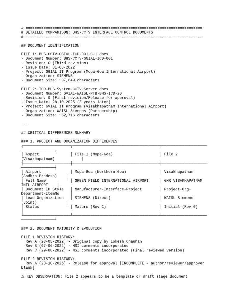 BHS-CCTV Interface Control Comparison | PDF | Transmission Control ...