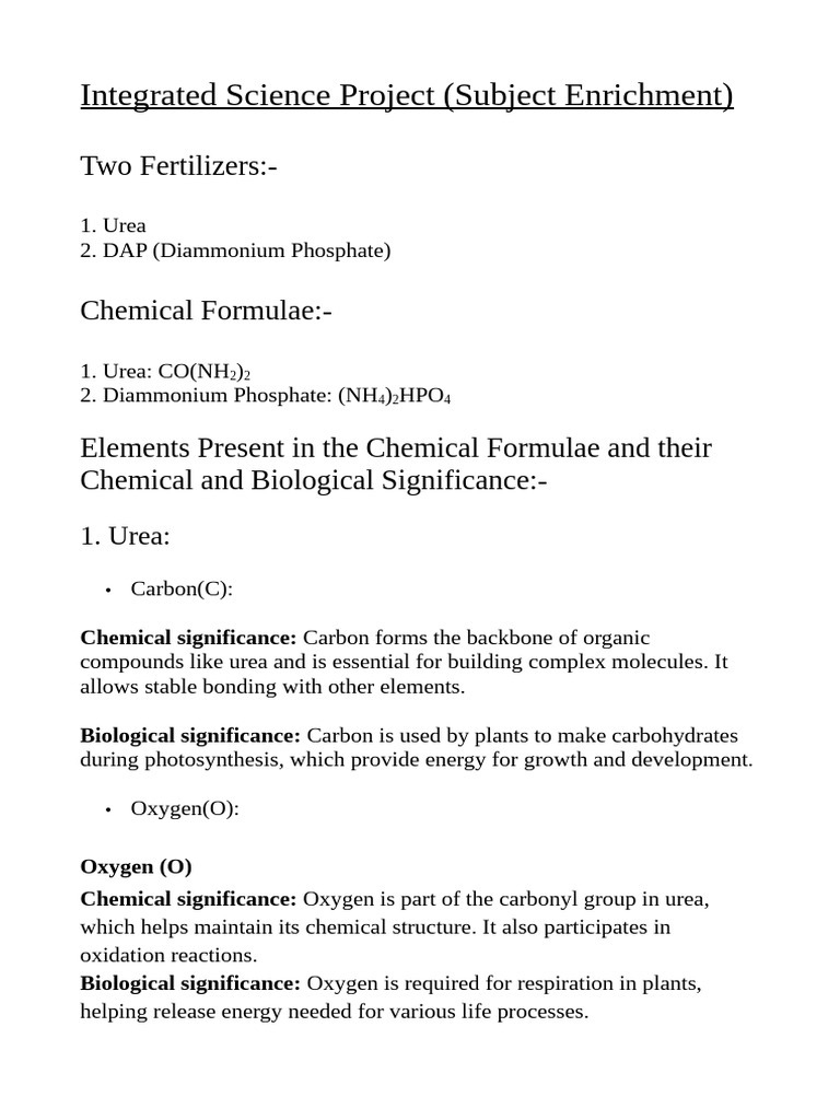 Fertilizers: Urea & DAP Analysis | PDF | Biology | Urea