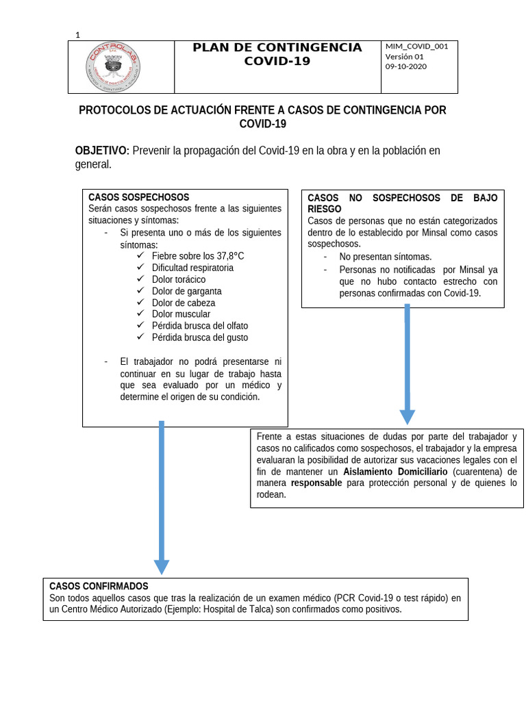 Plan de Accion y Contingencia COVID-19 | PDF | Medicina | Enfermedades ...
