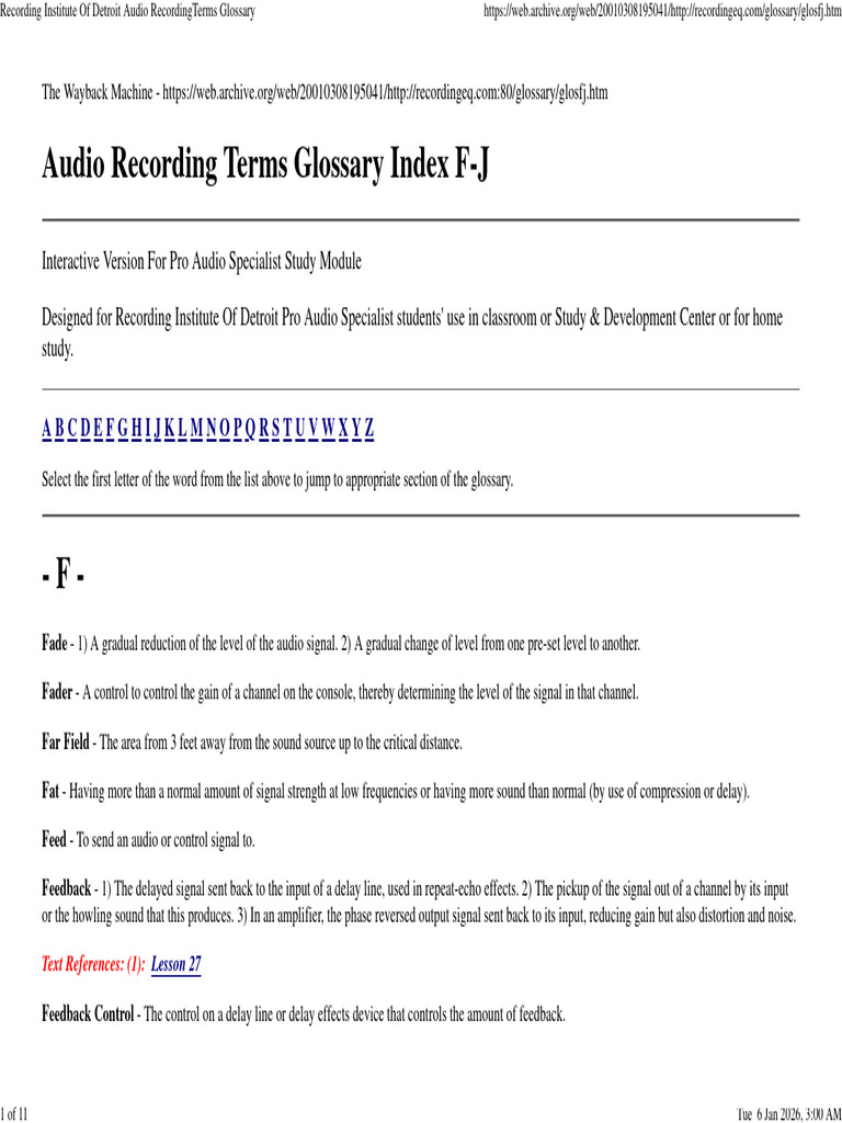 Recording Institute of Detroit Audio RecordingTerms Glossary - 2 | PDF ...