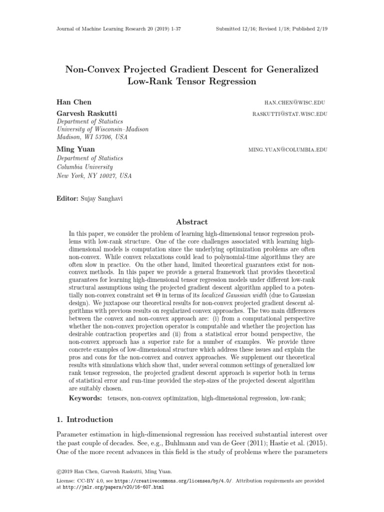 Non-Convex Projected Gradient Descent For Generalized Low-Rank Tensor ...