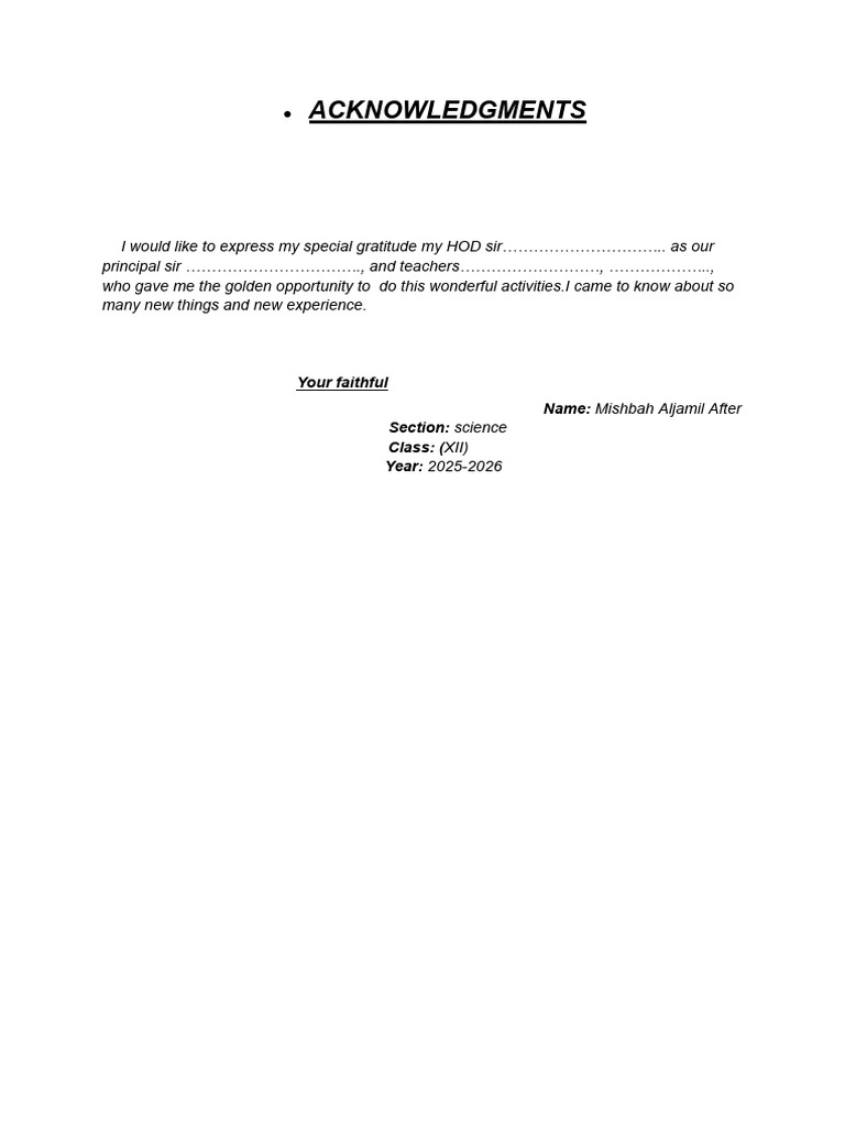 Acknowledgments by Mishbah Aljamil | PDF