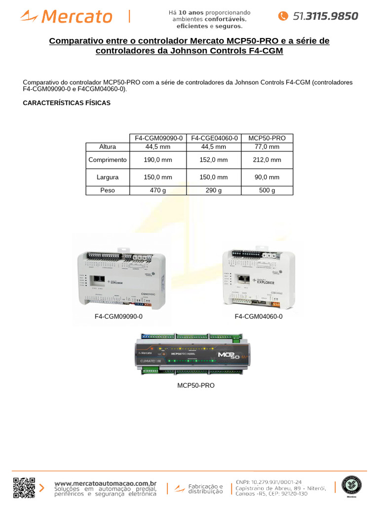 Comparativo Controladores MCP50-PRO vs. Johnson e Siemens | PDF ...