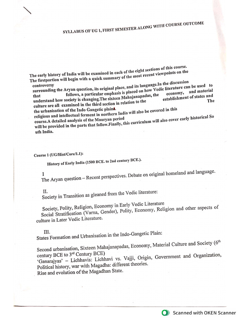 Ju Sem 1 Syllabus History MJ | PDF
