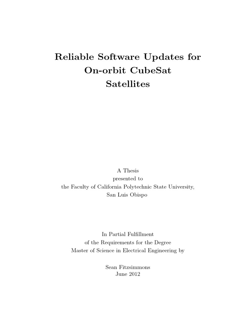 Reliable Software Updates For On-Orbit CubeSat Satellites | PDF ...