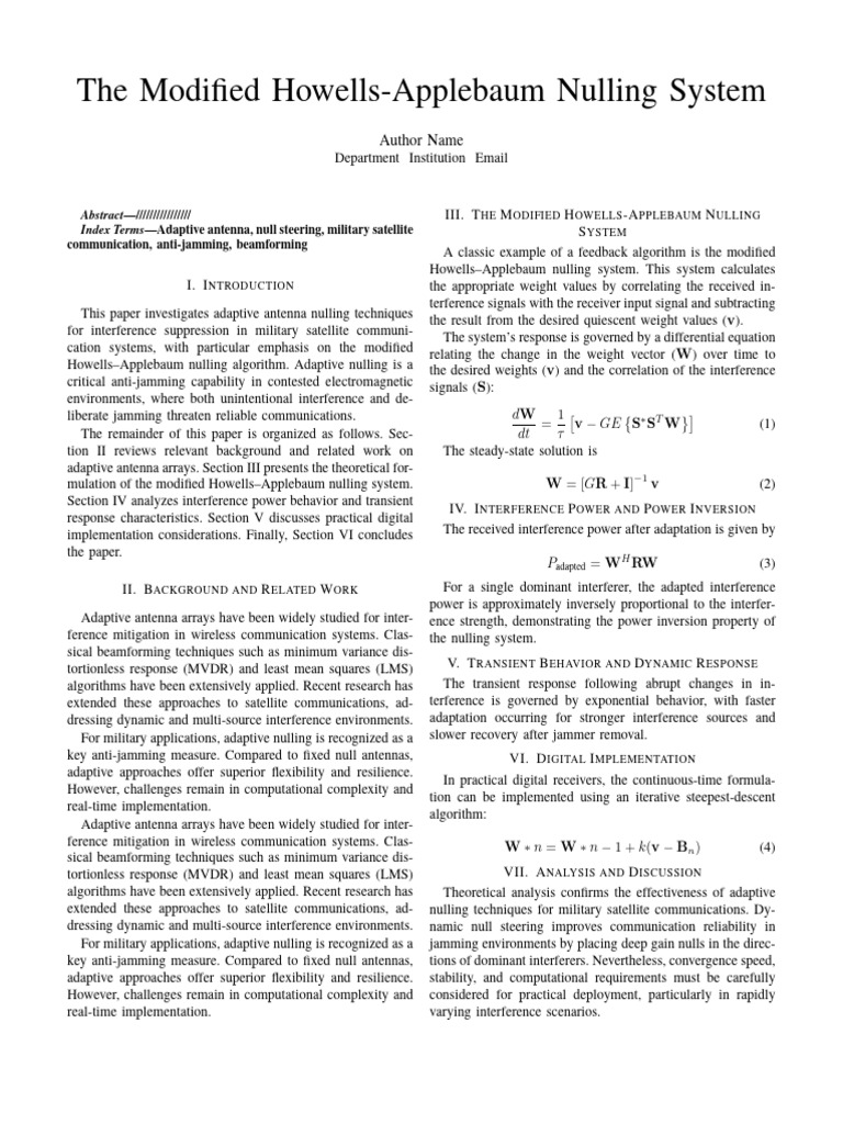 Modified Howells-Applebaum Nulling System | PDF | Antenna (Radio ...