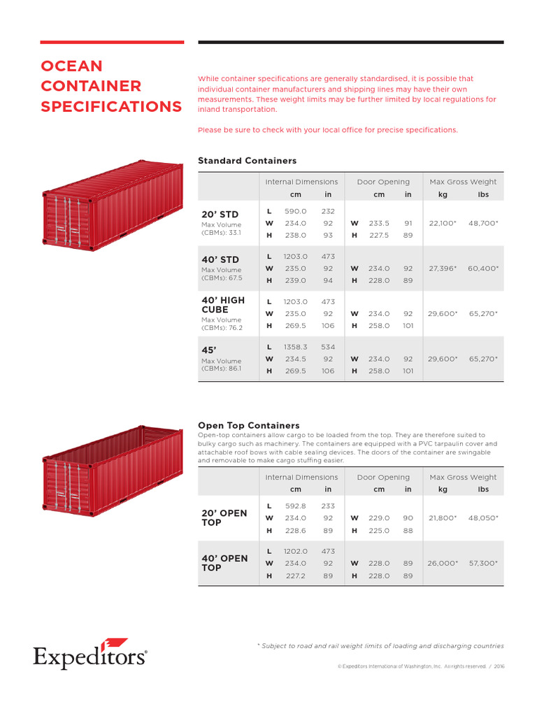 Ocean Container Specifications Guide | PDF | Freight Transport | Transport