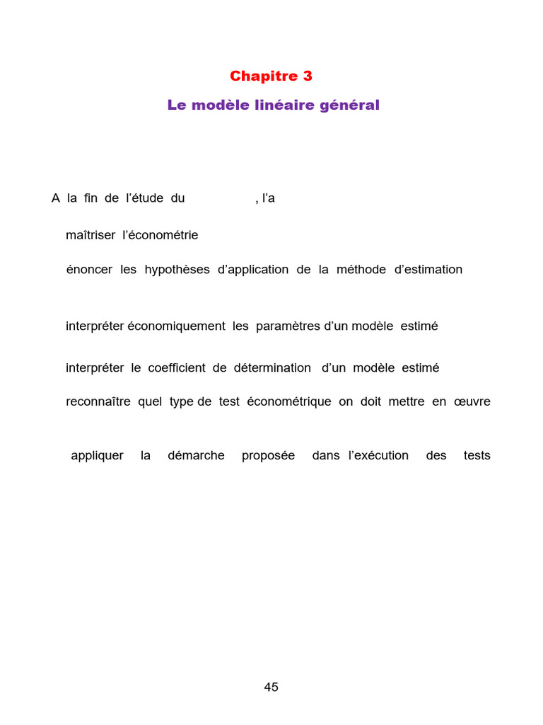 Modèle Linéaire Général en Économétrie | PDF | Régression linéaire ...