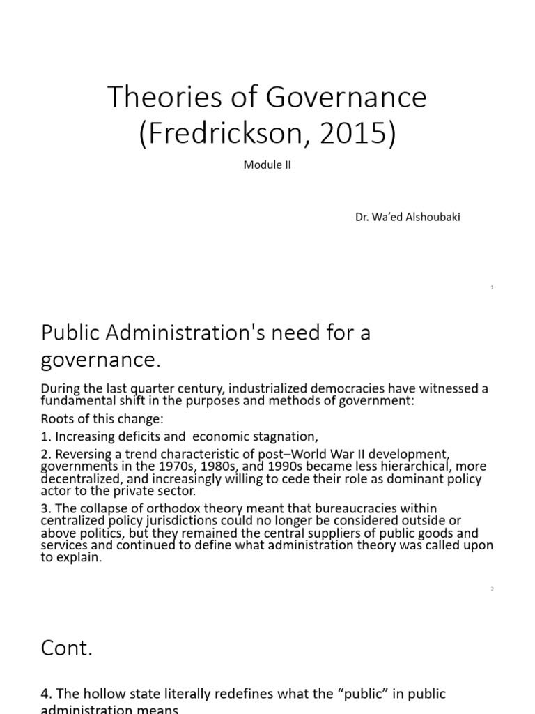 Theories of Governance in Public Administration | PDF | Governance | Policy