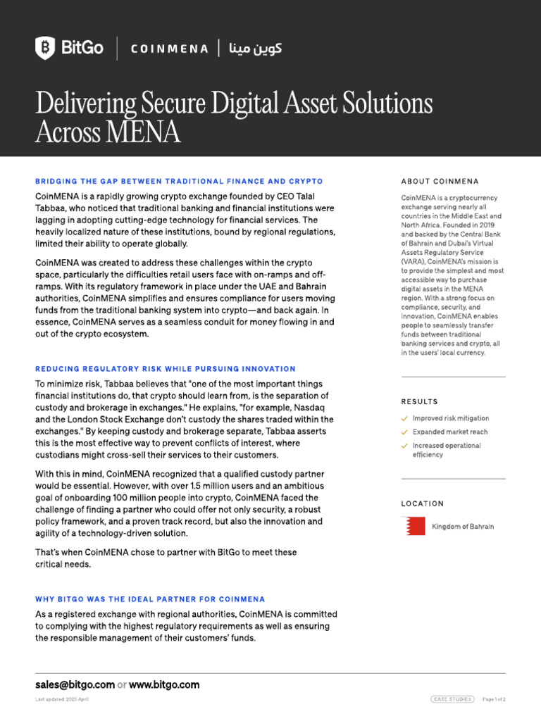 CoinMENA's Secure Crypto Solutions MENA | PDF | Cryptocurrency | Insurance