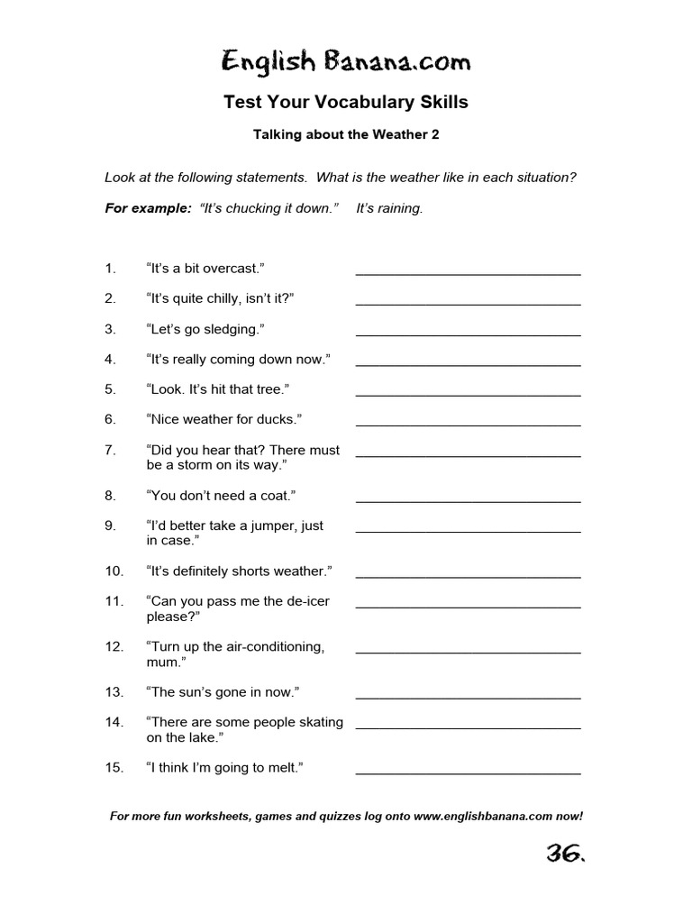 Weather Vocabulary Practice Worksheet | PDF