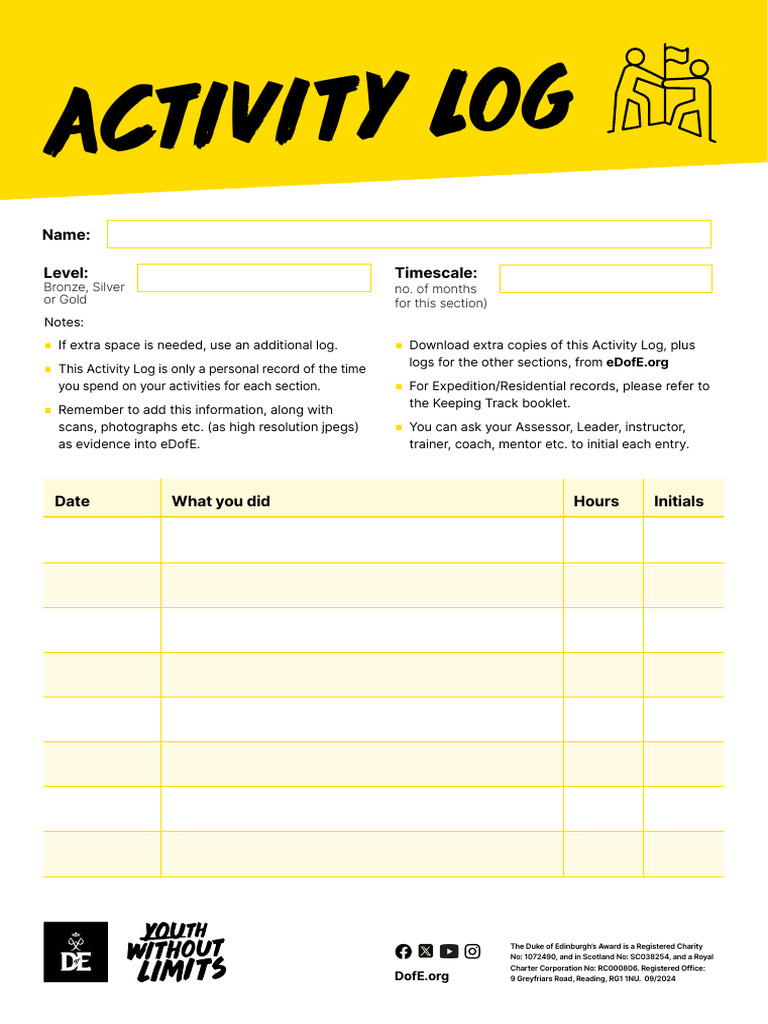 DofE Activity Log Template | PDF