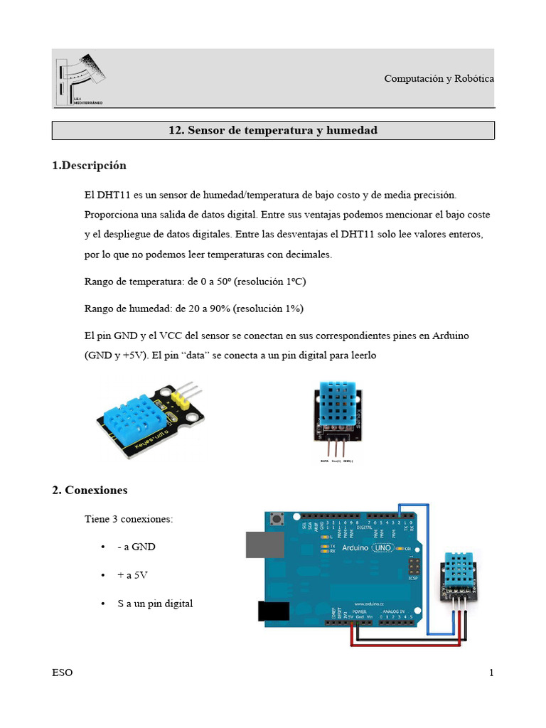 Sensor DHT11: Conexiones y Programación | PDF