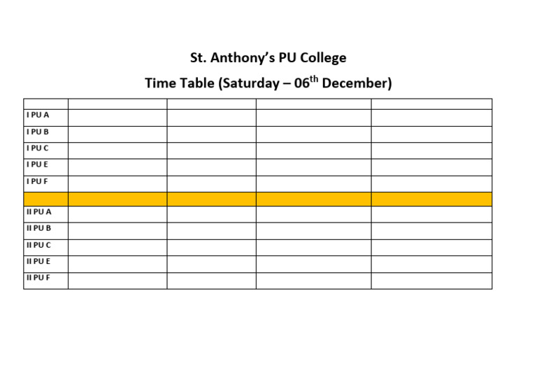 Time Table - Saturday | PDF