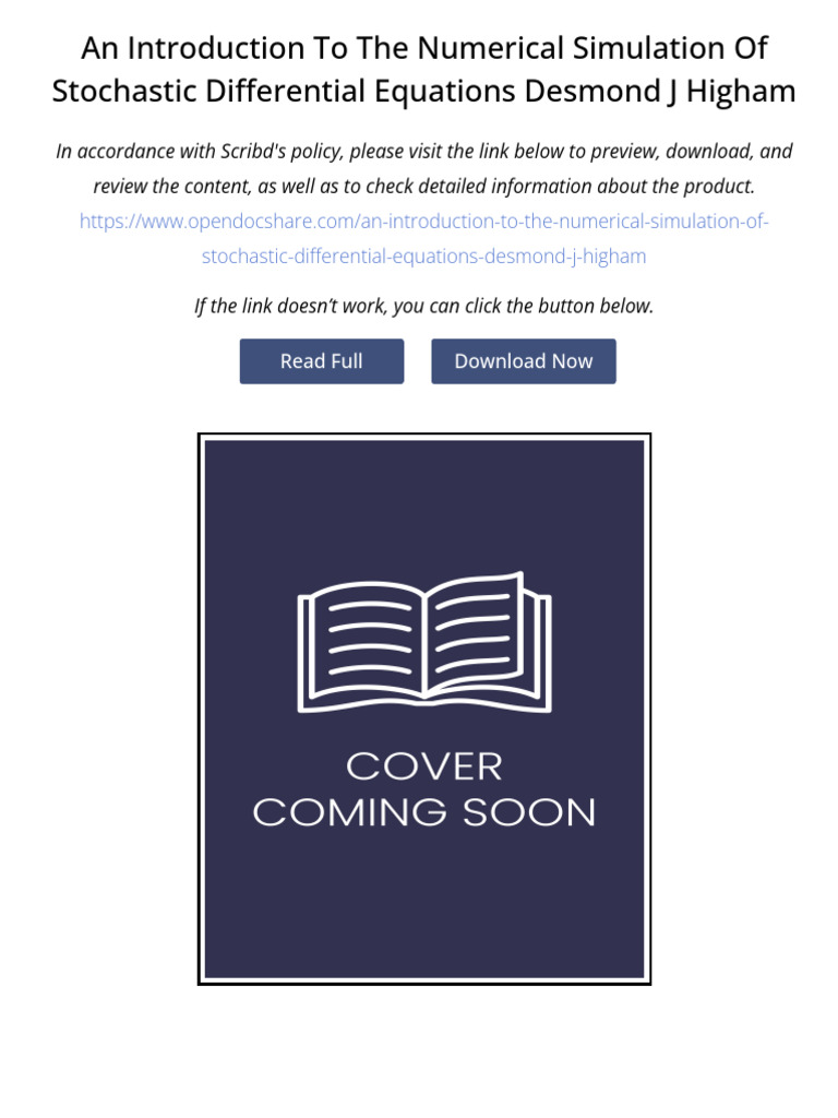 An Introduction To The Numerical Simulation Of Stochastic