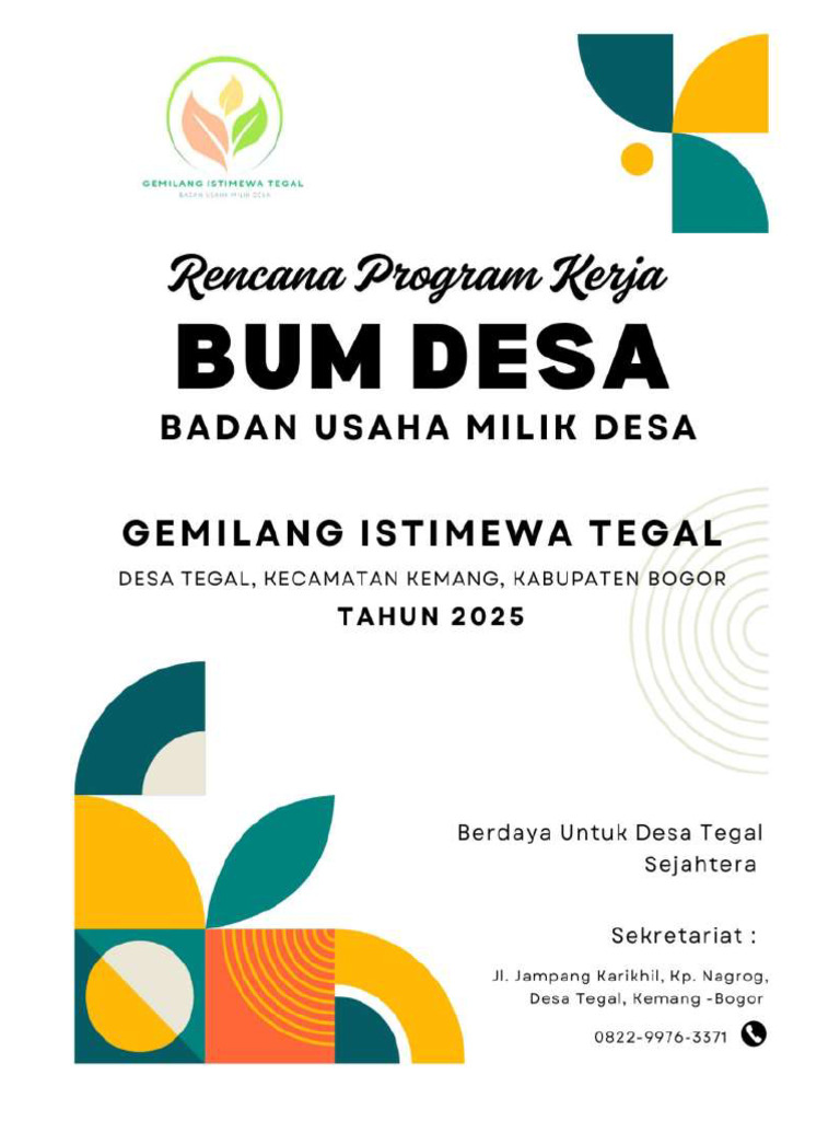 Rencana Program Kerja BUM Desa Gemilang Istimewa Tegal | PDF