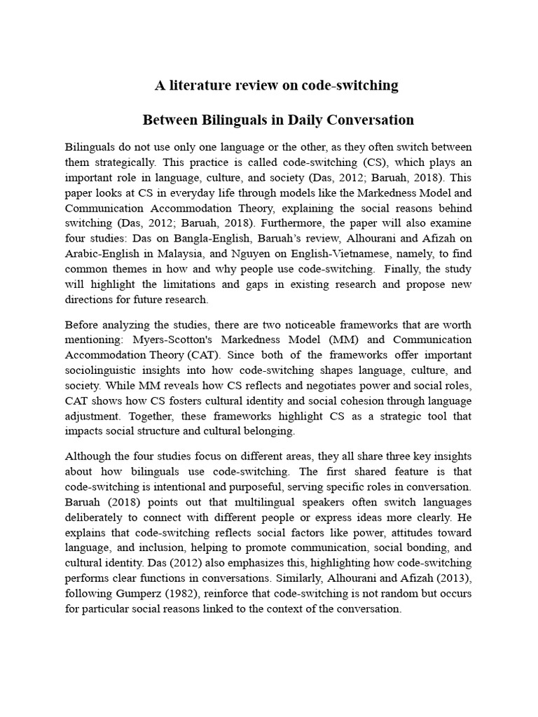 Code-Switching in Bilingual Conversations | PDF | Multilingualism ...
