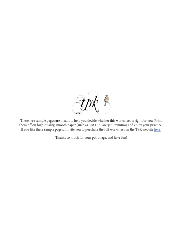 Free Kaitlin Calligraphy Worksheet | PDF | Portable Tools | Writing