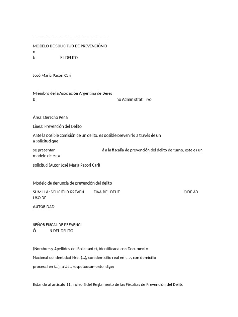 Solicitud de Prevención del Delito | PDF | Prevención del crimen | Justicia