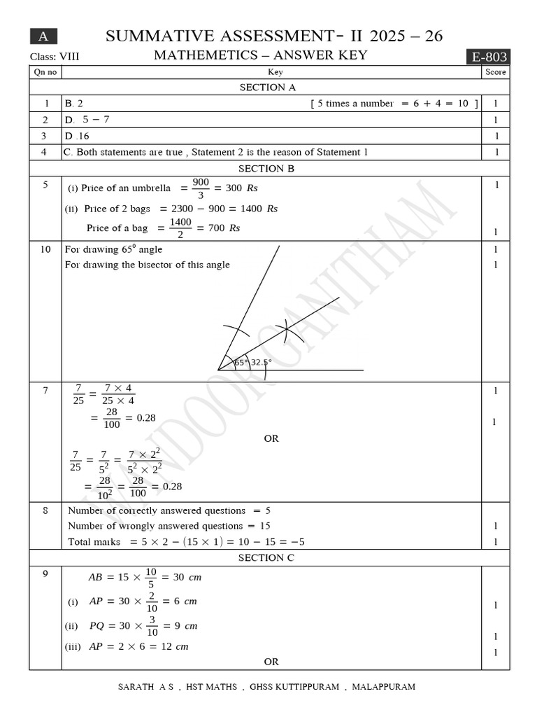 KEY 8 Maths Term 2EM 2025KEY | PDF | Perpendicular | Length