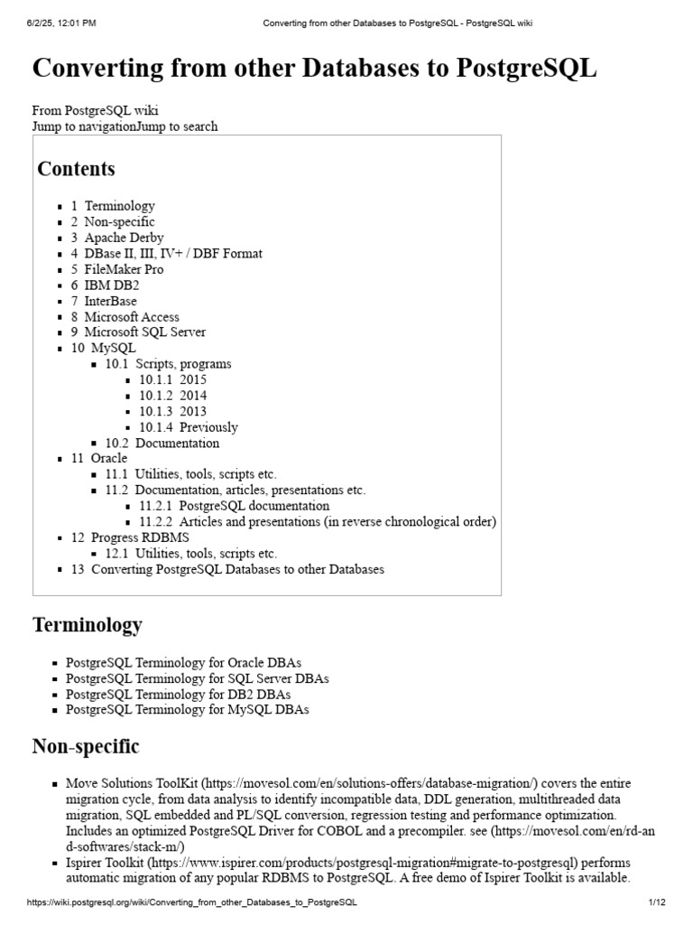 Database Migration to PostgreSQL Guide | PDF | Postgre Sql | Databases