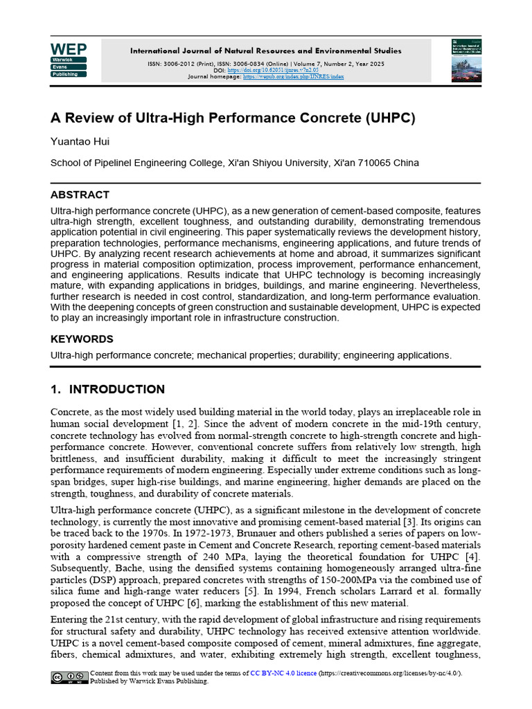 Review of Ultra-High Performance Concrete | PDF | Fracture | Concrete
