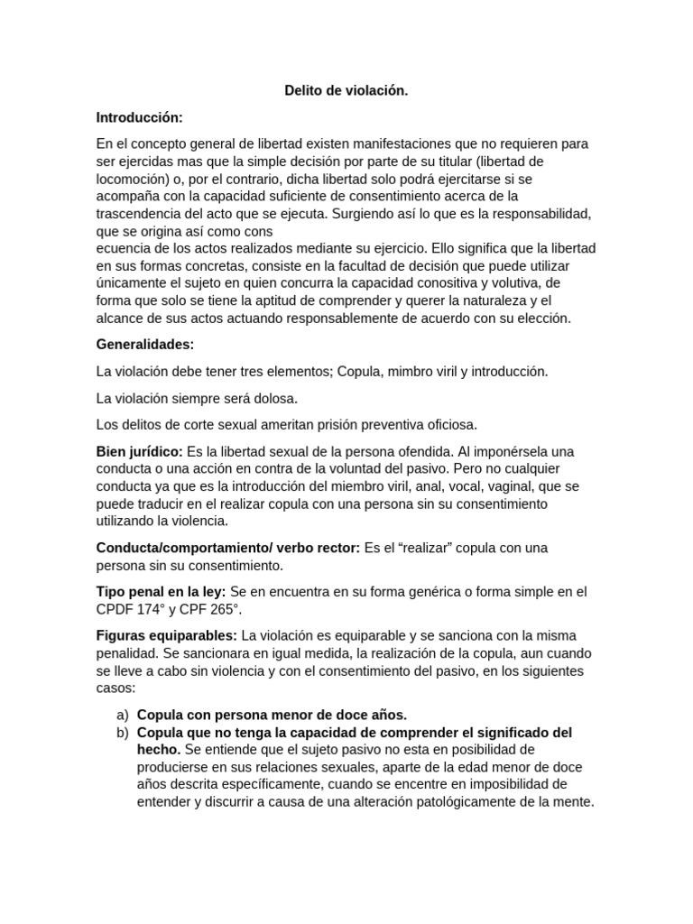 Delito de Violación: Elementos y Tipos | PDF | Violación | Relaciones ...