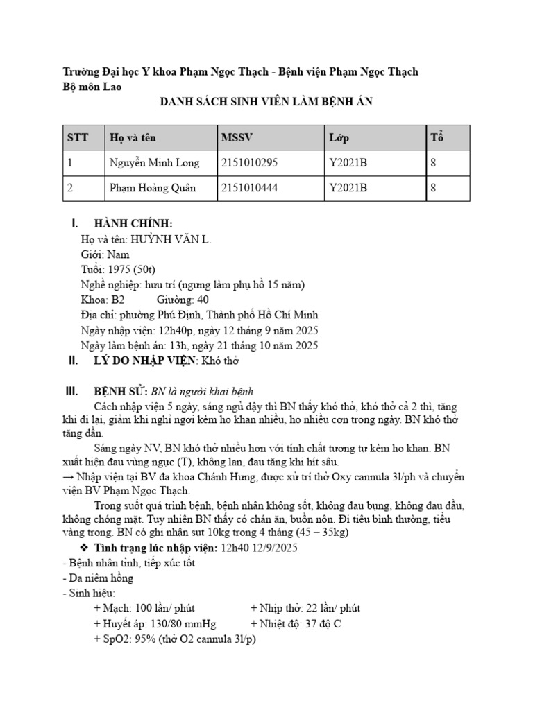 Bệnh Án TKMP | PDF